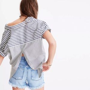 Madewell Courier Button-Back Shirt in Stripe Mix